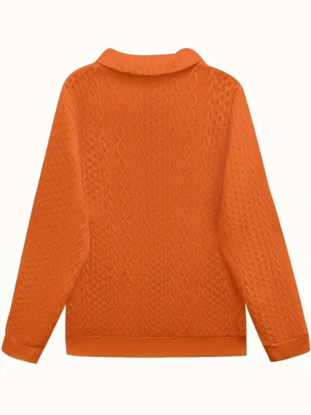 Women's Half Zip Sweater with All-Over Textured Pattern