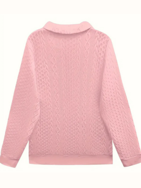 Women's Half Zip Sweater with All-Over Textured Pattern