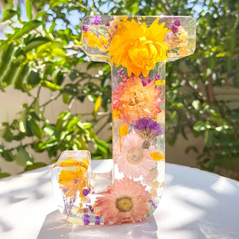 Harp candle lamp with dried flowers and personal letter | Decorative LED night light