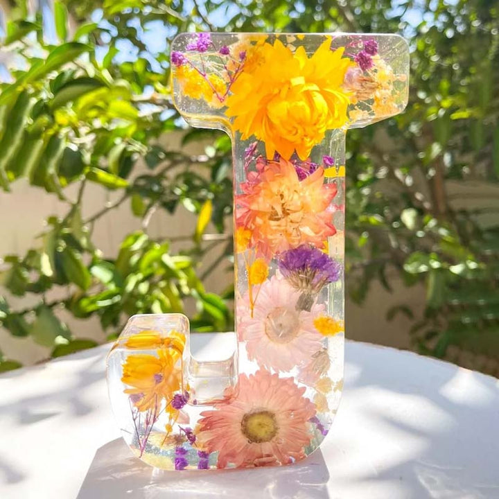 Harp candle lamp with dried flowers and personal letter | Decorative LED night light