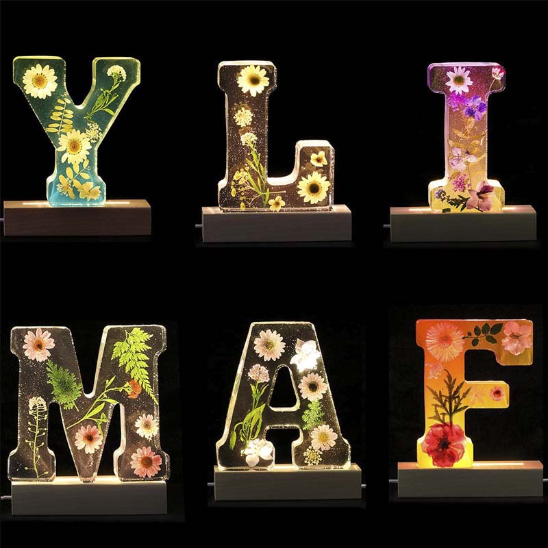 Harp candle lamp with dried flowers and personal letter | Decorative LED night light