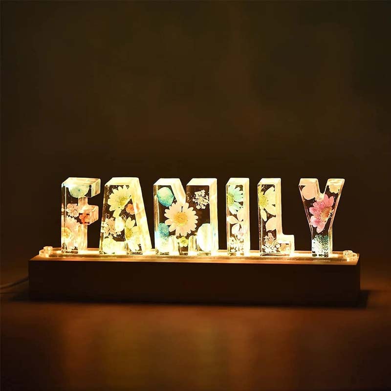 Harp candle lamp with dried flowers and personal letter | Decorative LED night light