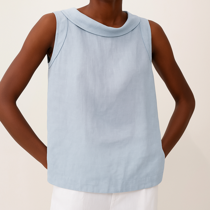 Clara | Sleeveless Roll Collar Top