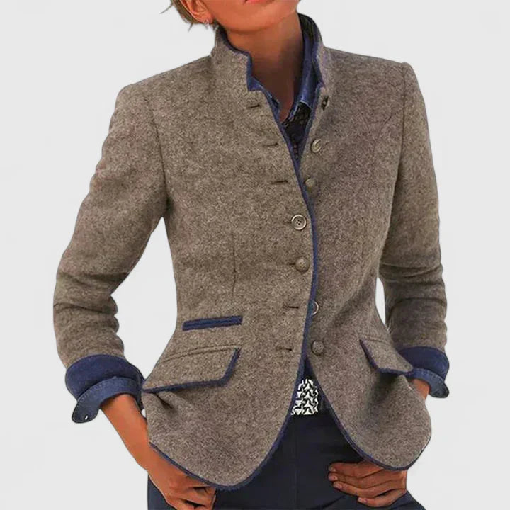 Eileen | Stand Collar Tailored Wool Cardigan