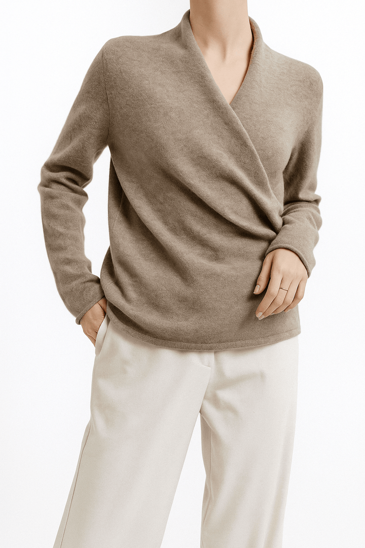 Cashmere Wrap Sweater – Elegant Soft Knit V-Neck for Effortless Style