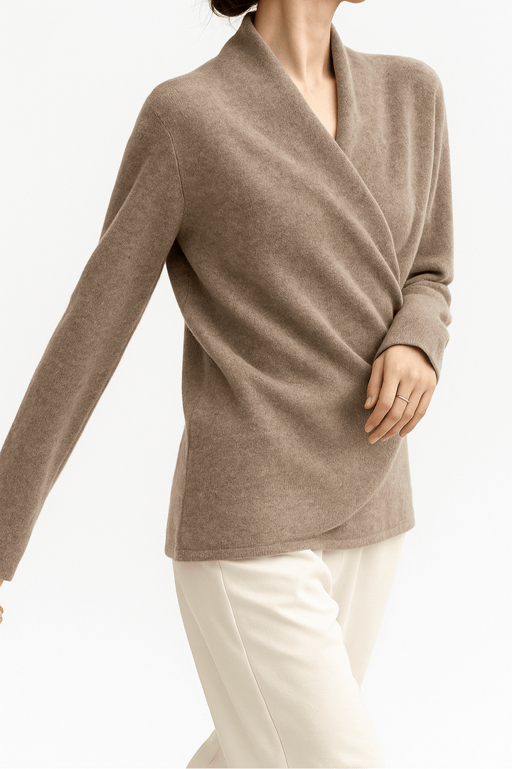 Cashmere Wrap Sweater – Elegant Soft Knit V-Neck for Effortless Style