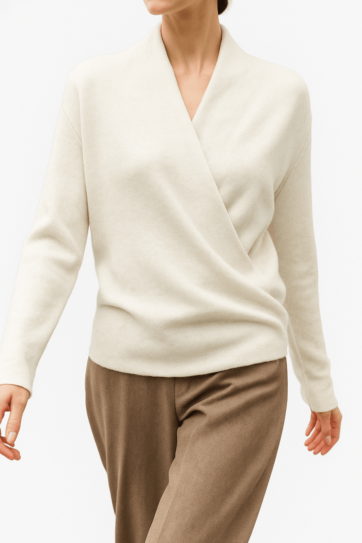 Cashmere Wrap Sweater – Elegant Soft Knit V-Neck for Effortless Style