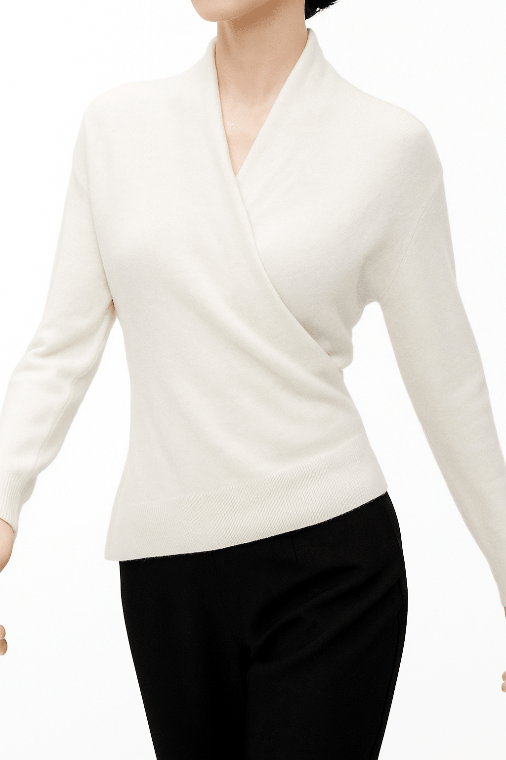 Cashmere Wrap Sweater – Elegant Soft Knit V-Neck for Effortless Style