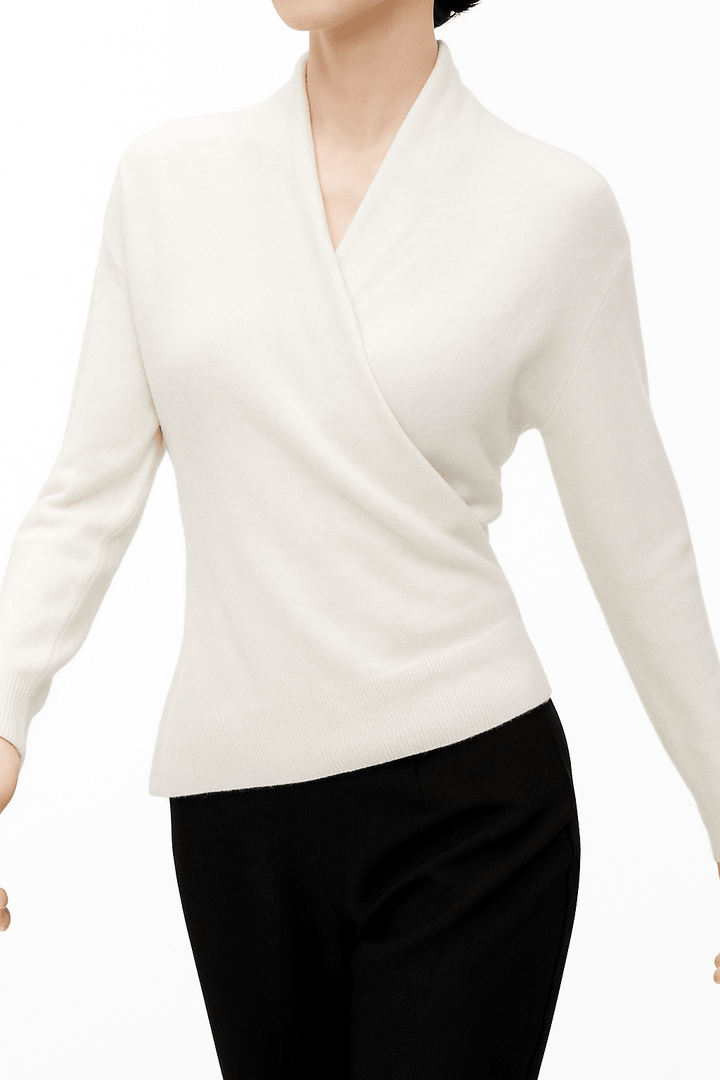 Cashmere Wrap Sweater – Elegant Soft Knit V-Neck for Effortless Style