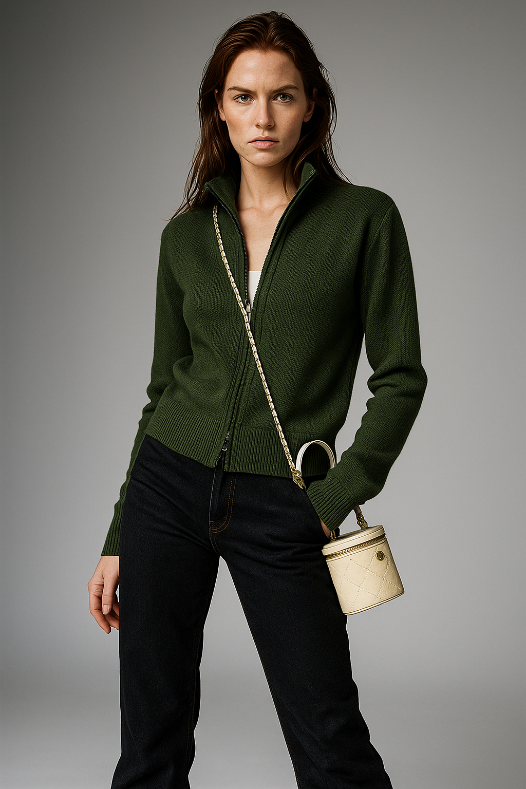 Natasha Wool Zip Cardigan