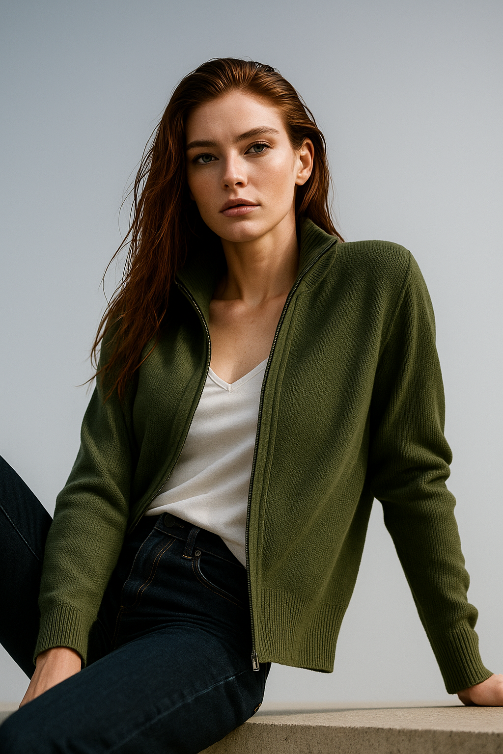 Natasha Wool Zip Cardigan