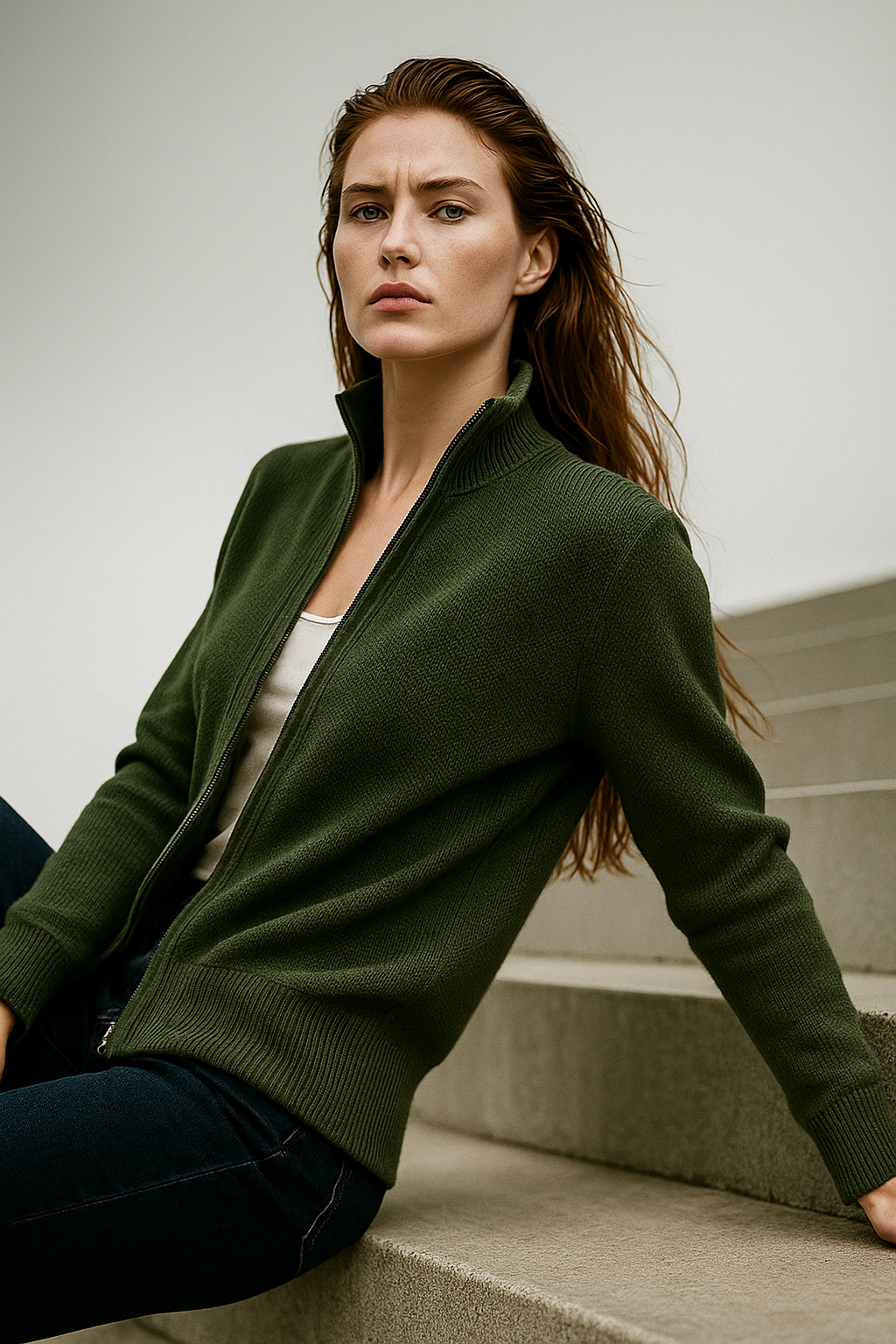 Natasha Wool Zip Cardigan