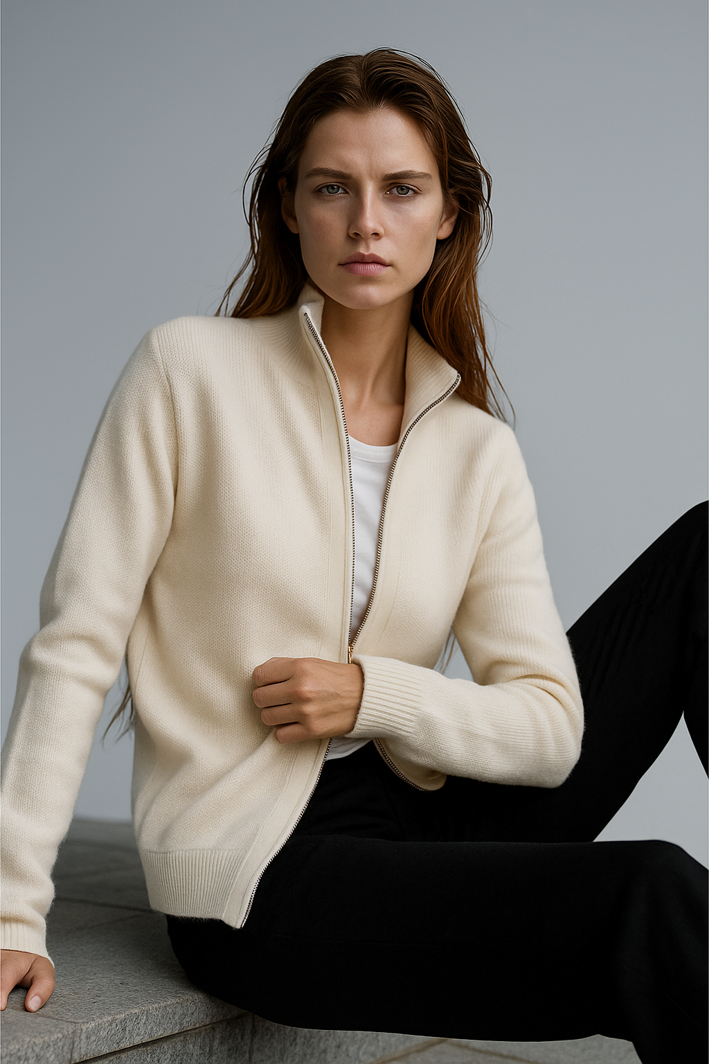Natasha Wool Zip Cardigan
