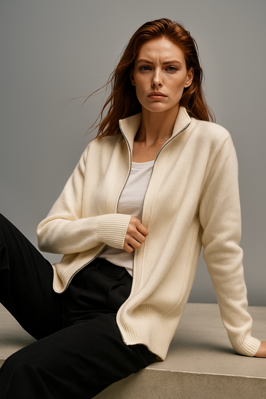 Natasha Wool Zip Cardigan
