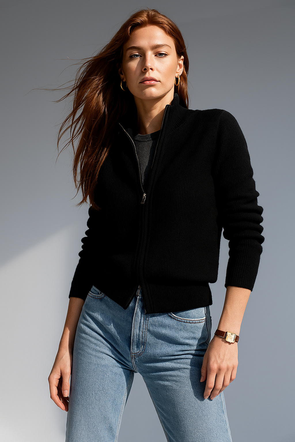 Natasha Wool Zip Cardigan