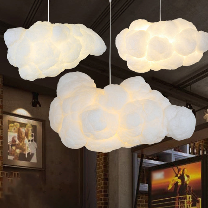 Modern white hanging lamp for the bedroom with double lampshade