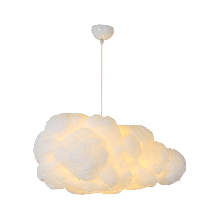 Modern white hanging lamp for the bedroom with double lampshade