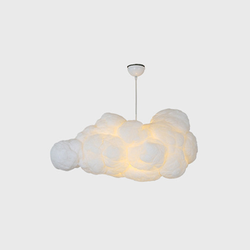Modern white hanging lamp for the bedroom with double lampshade
