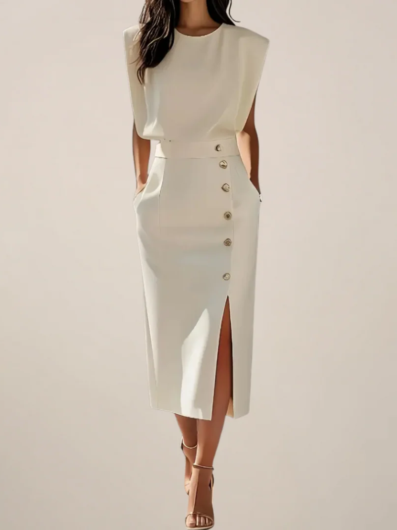 Nina™ | Midi Dress with Side Slit
