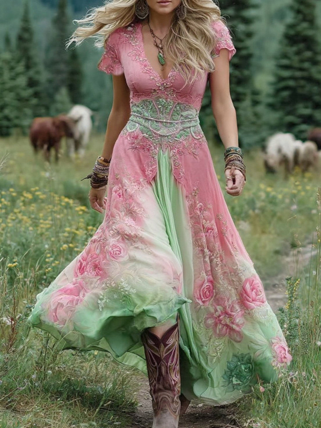 Women's Dress | Gradient Maxi Length