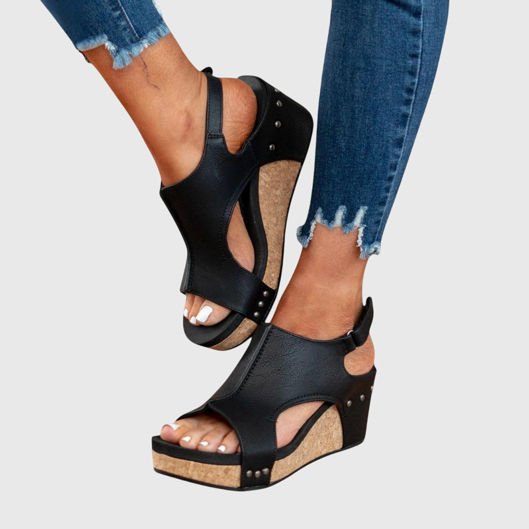 Suede Orthopedic Wedge Sandals – Cork Platform