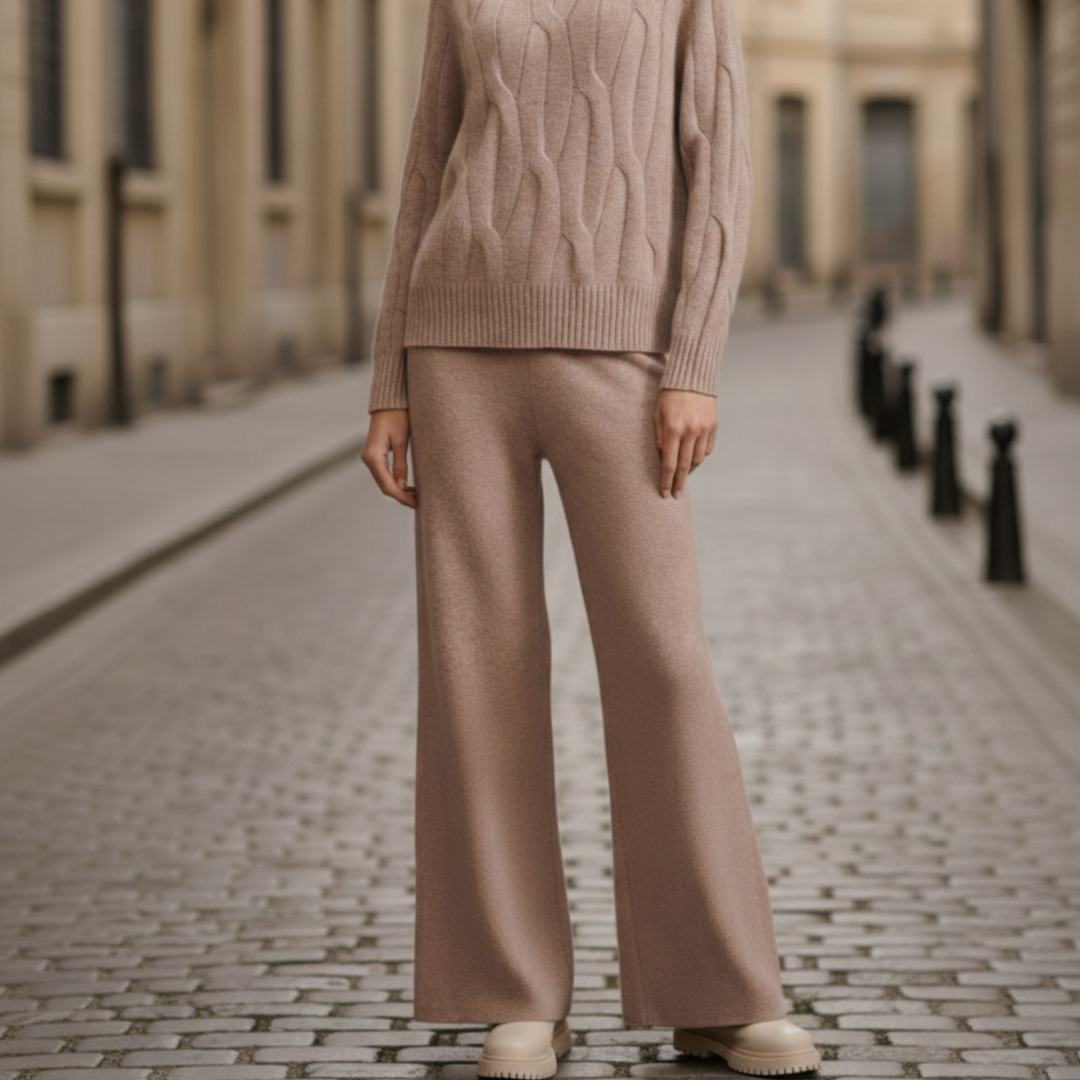 Cashmere Sweater Set Turtleneck Cable Knit Women