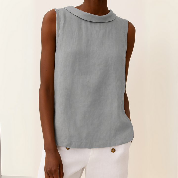 Clara | Sleeveless Roll Collar Top