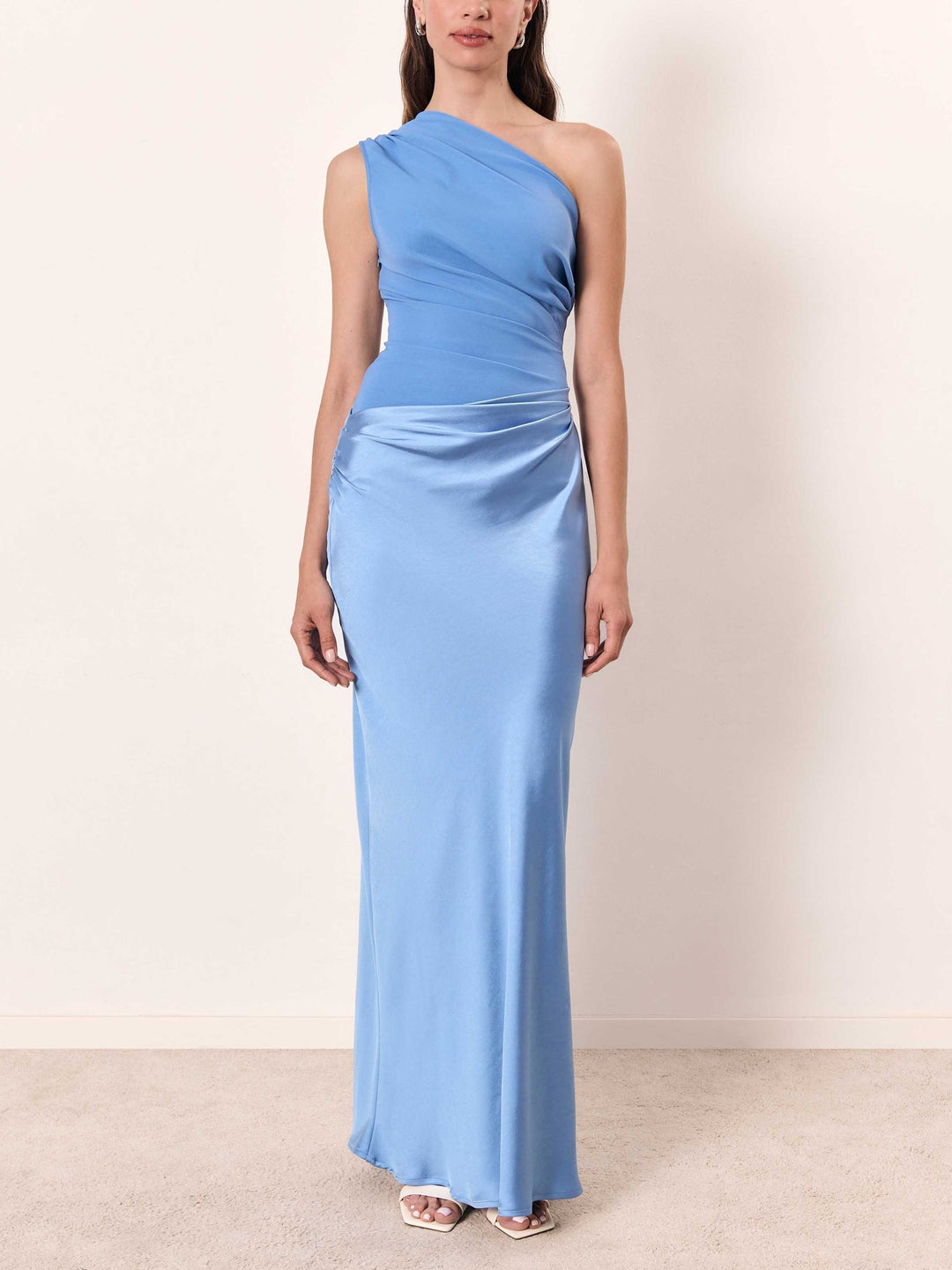 Selena | Elegant One Shoulder Neck Pleated Party Maxi Dress