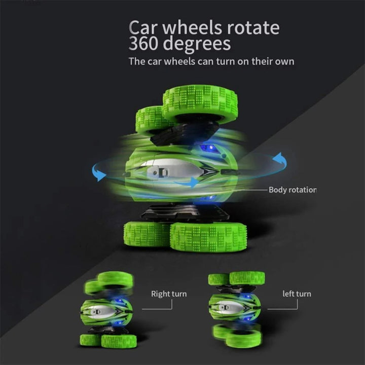 360° RC Stunt Car – 4WD Double-Sided Remote Control Toy with LED Lights & 2.4GHz Control