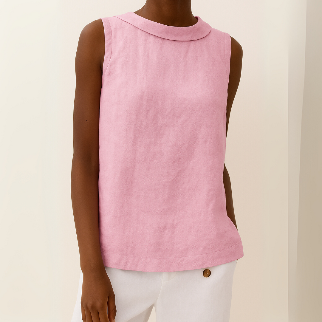 Clara | Sleeveless Roll Collar Top