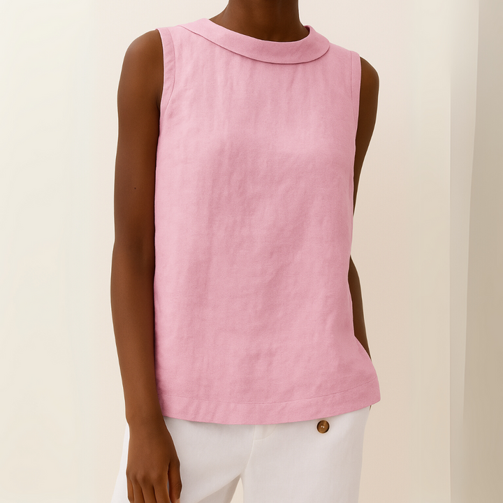 Clara | Sleeveless Roll Collar Top