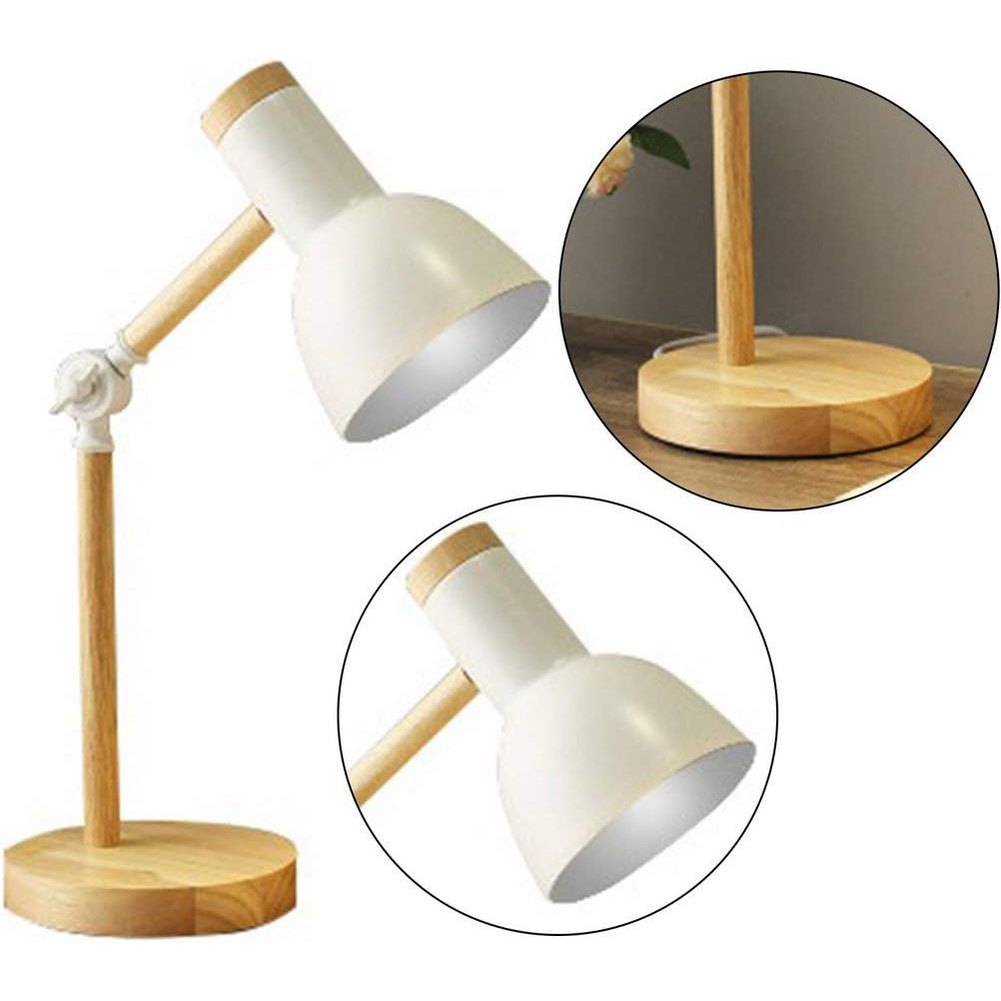 Adjustable Nordic wooden table lamp with colored shade