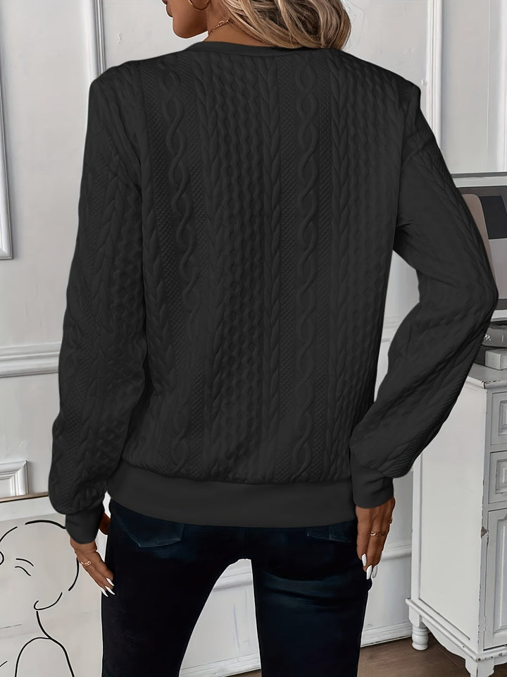 Women's Half Zip Sweater with All-Over Textured Pattern