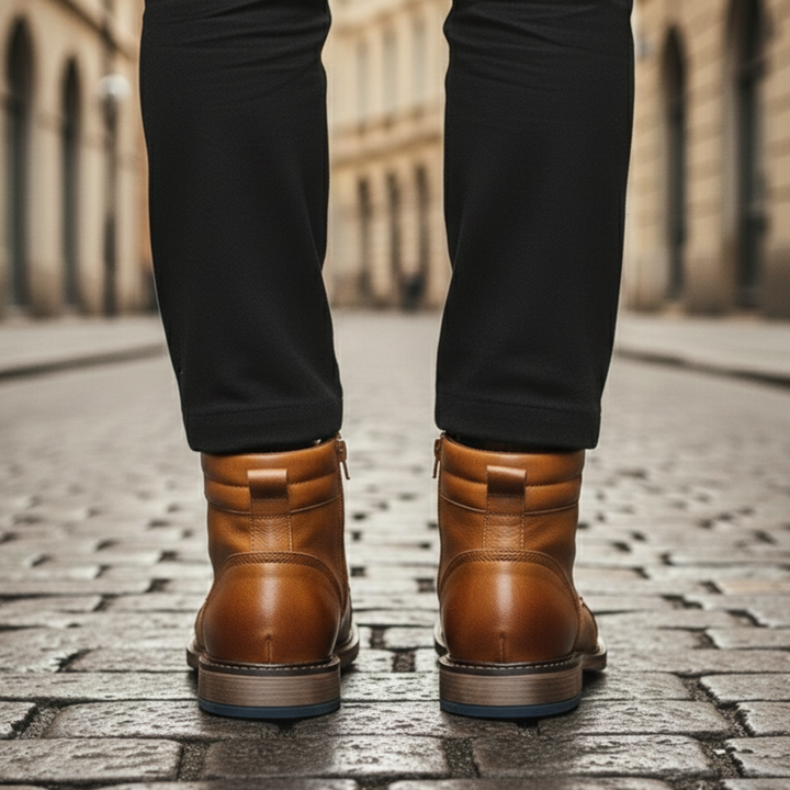 Mens orthopedic leather boots lace up ankle