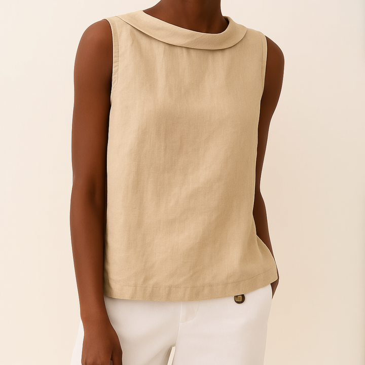 Clara | Sleeveless Roll Collar Top