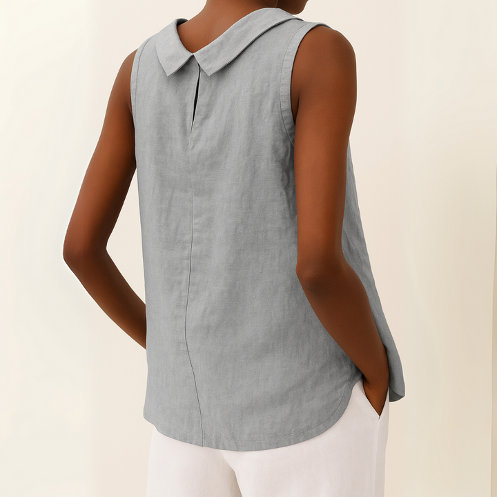 Clara | Sleeveless Roll Collar Top