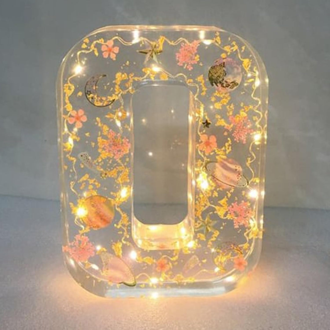 Harp candle lamp with dried flowers and personal letter | Decorative LED night light