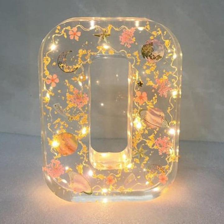 Harp candle lamp with dried flowers and personal letter | Decorative LED night light