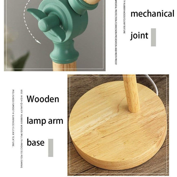 Adjustable Nordic wooden table lamp with colored shade