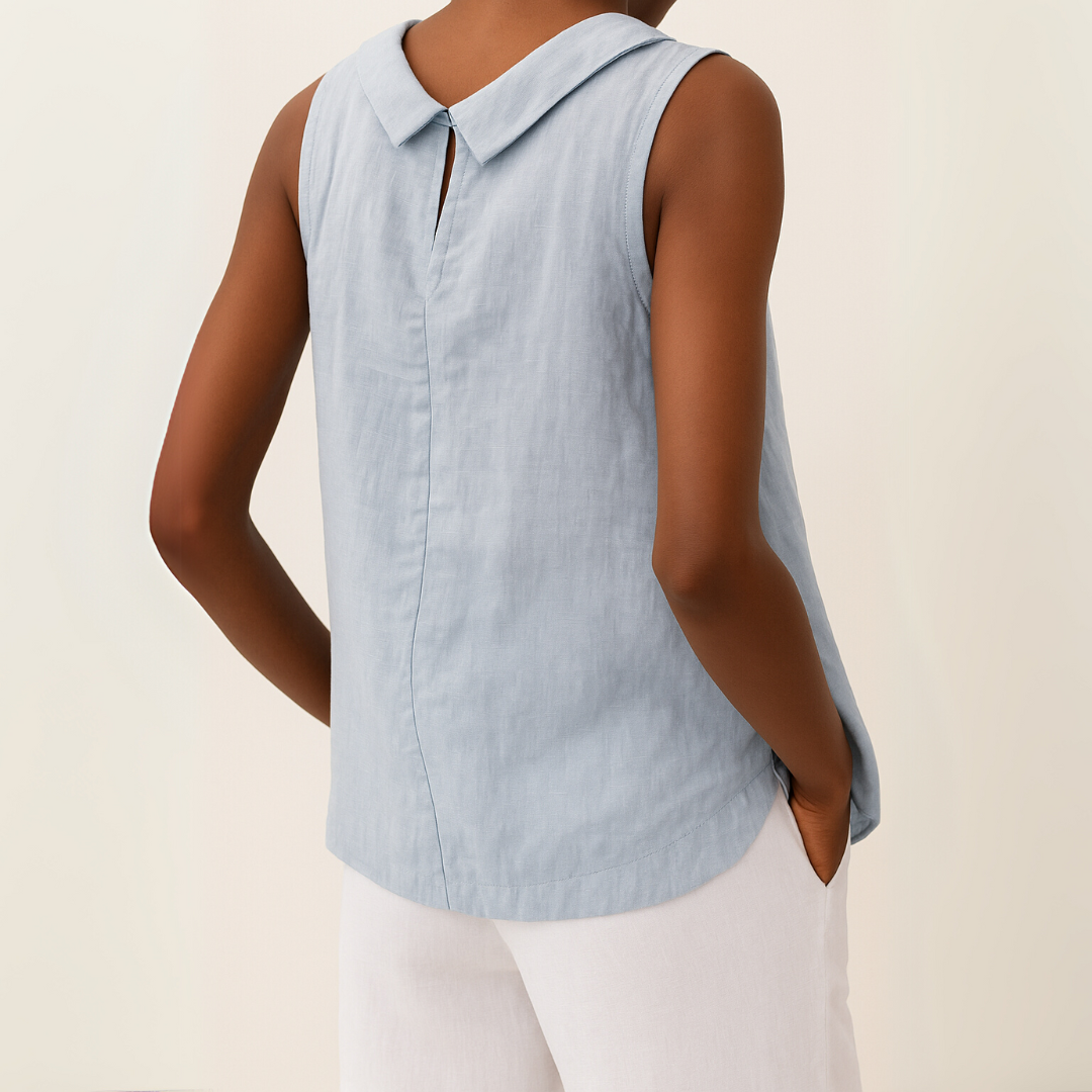 Clara | Sleeveless Roll Collar Top