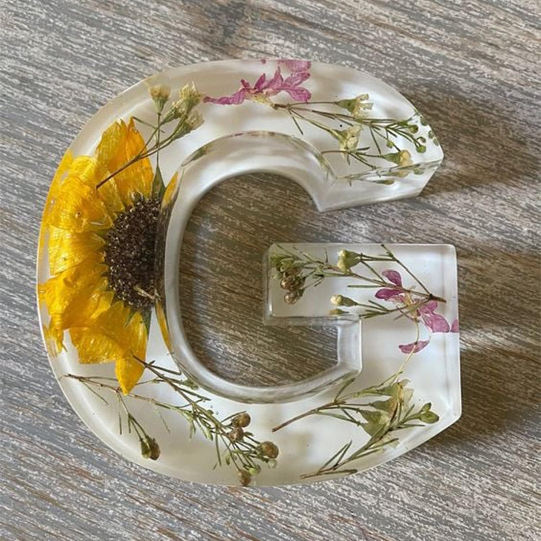 Harp candle lamp with dried flowers and personal letter | Decorative LED night light
