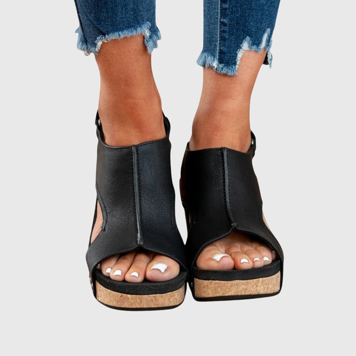 Suede Orthopedic Wedge Sandals – Cork Platform