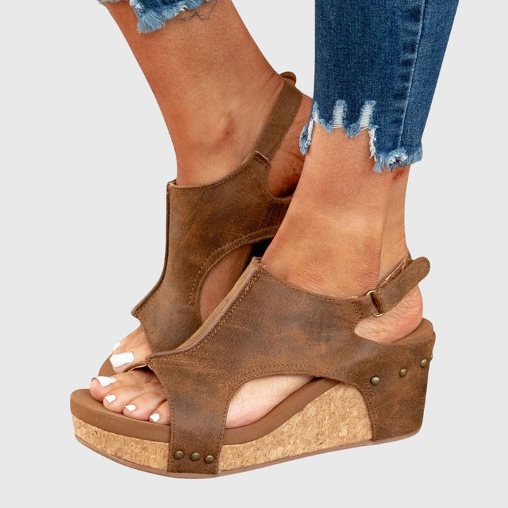 Suede Orthopedic Wedge Sandals – Cork Platform