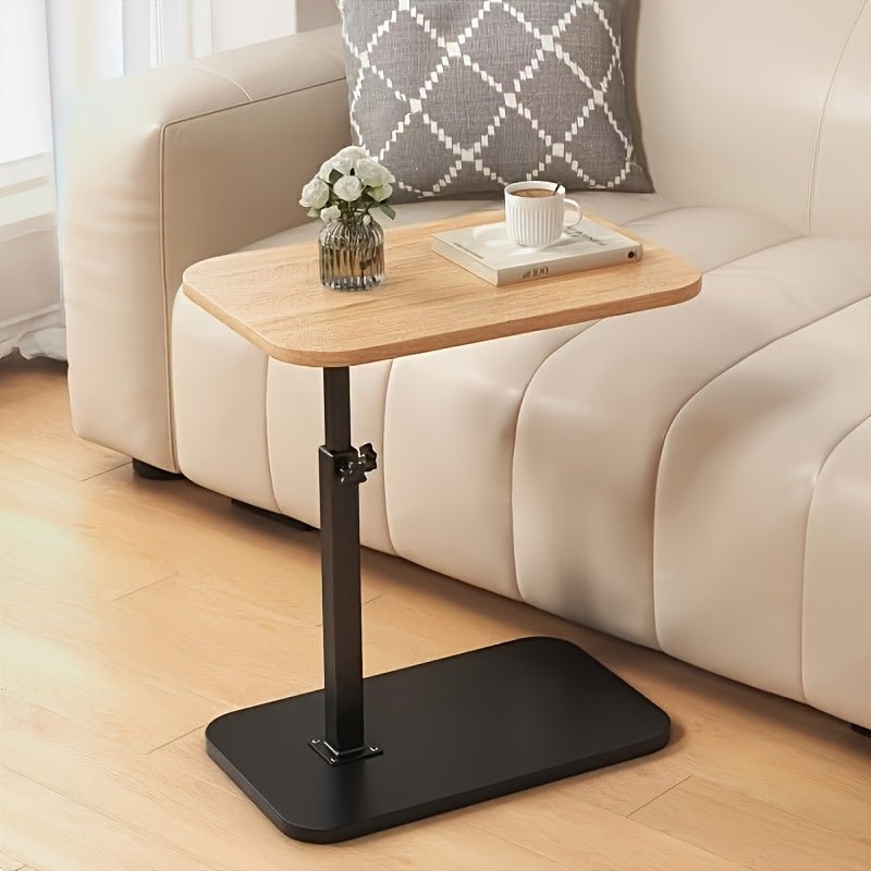 ADJUSTA - Adjustable Side Table with Wooden Top and Metal Frame