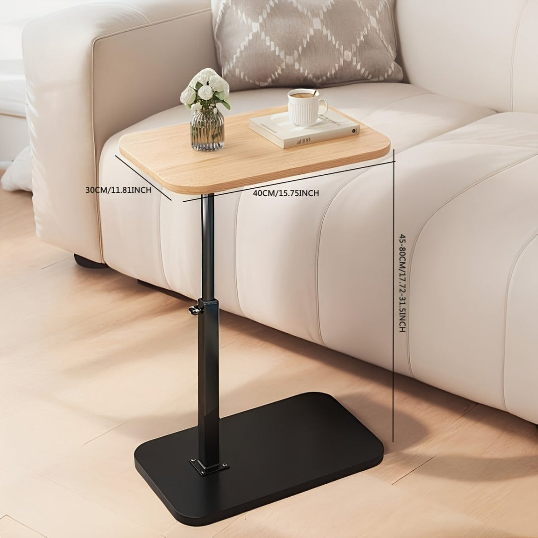 ADJUSTA - Adjustable Side Table with Wooden Top and Metal Frame