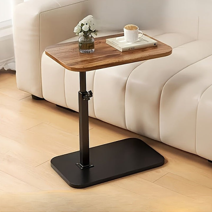 ADJUSTA - Adjustable Side Table with Wooden Top and Metal Frame