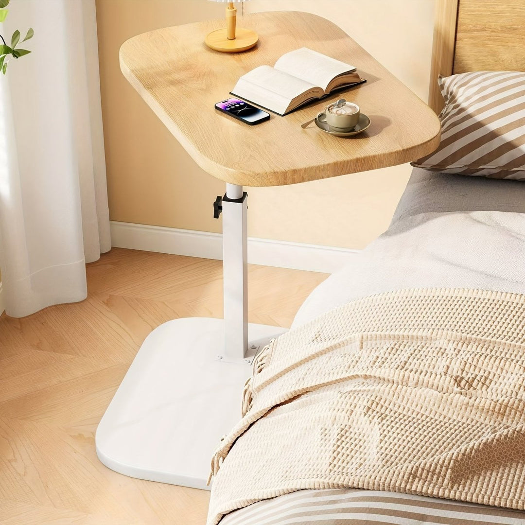 ADJUSTA - Adjustable Side Table with Wooden Top and Metal Frame