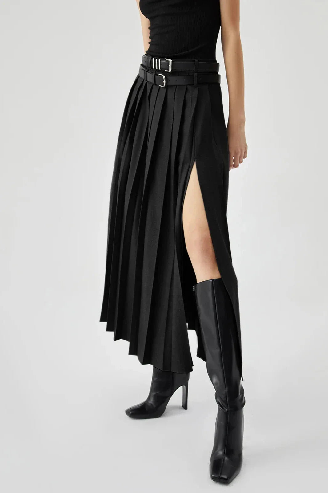 Caitlyn - Pleated Split Maxi Skirt