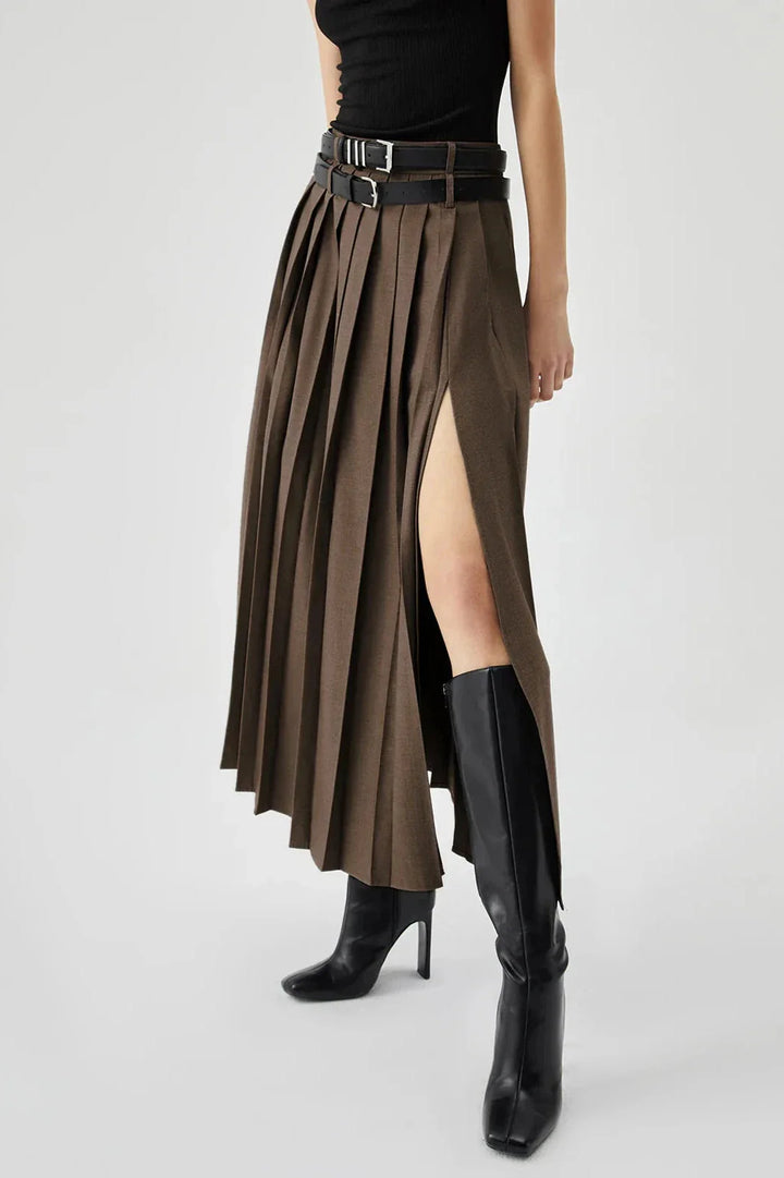 Caitlyn - Pleated Split Maxi Skirt