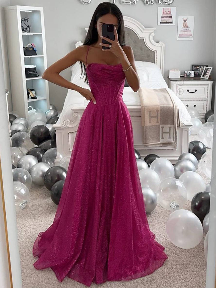 Leonida satin maxi dress for women | long sleeves, open back & elegant winter evening look